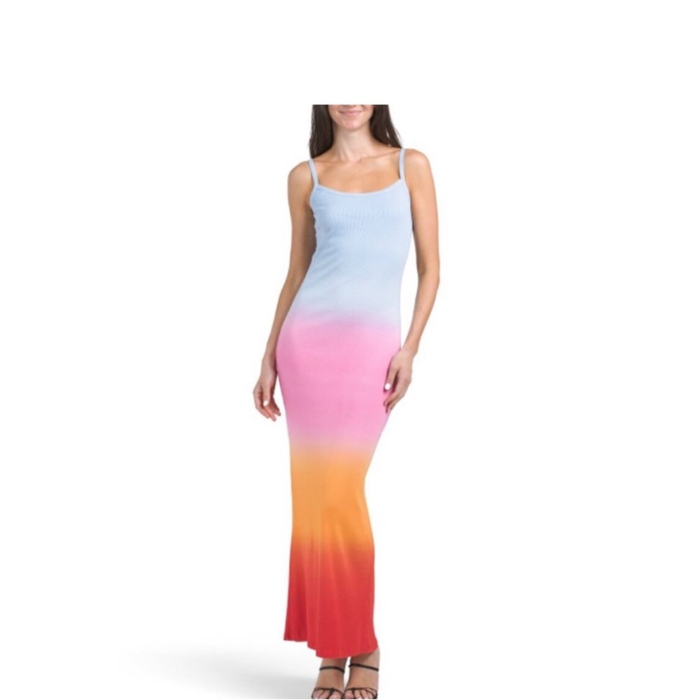 Young Fabulous & Broke Blue Pink Bodycon Maxi Dress